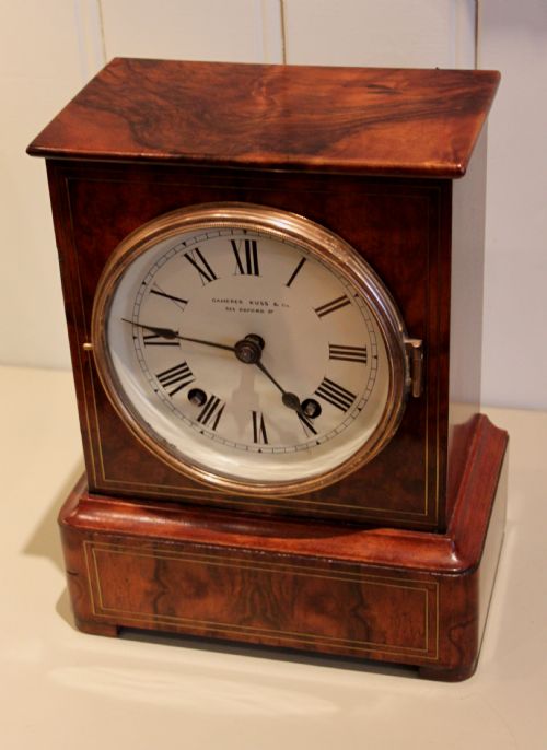fig 1. Figured Walnut Striking Mantel Clock