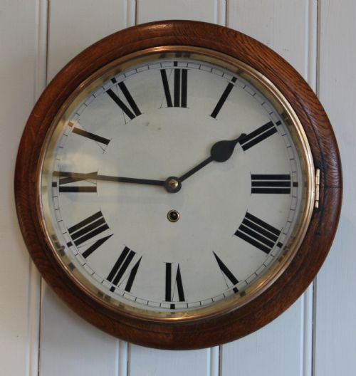 Edwardian Oak Dial School Clock