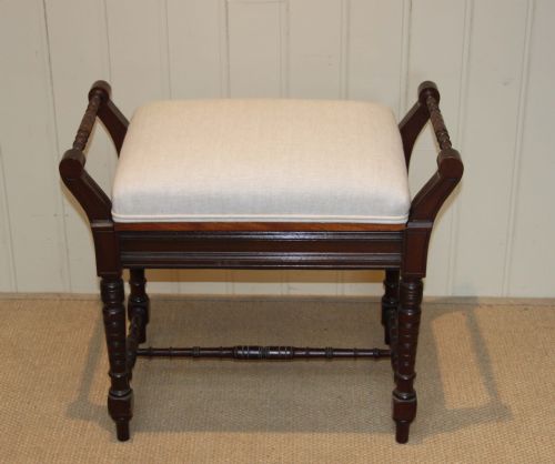 Edwardian Solid Mahogany Piano Stool