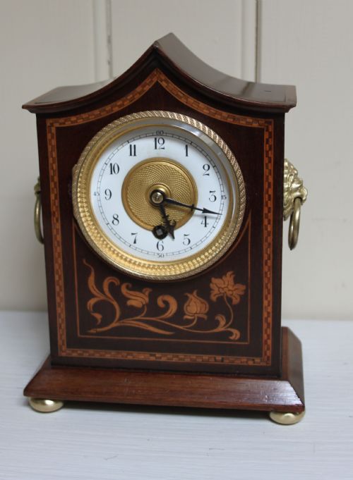 Fine Mahogany and Inlay and Timepiece Mantel Clock