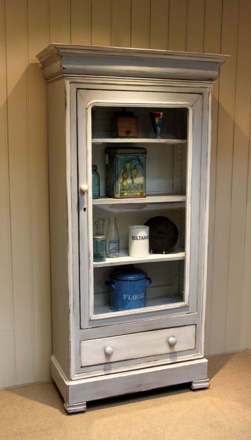 French Painted Single Glazed Door Cabinet