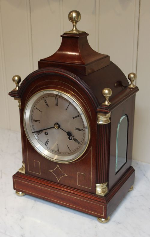 fig 1. Edwardian Mahogany and Brass Inlay Ting Tang Bracket Clock