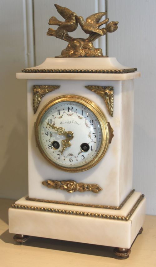 fig 1. Striking Alabaster and Gilt Mantel Clock.