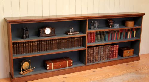 Substantial Long Oak Open Bookcase