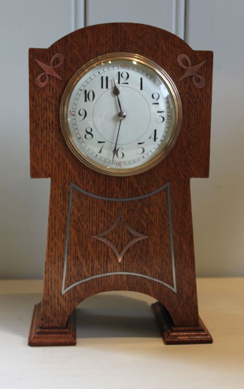 Arts and Crafts Oak Mantel Clock