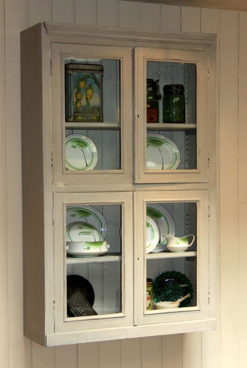 Two Sectioned Painted Pine Wall Cabinet