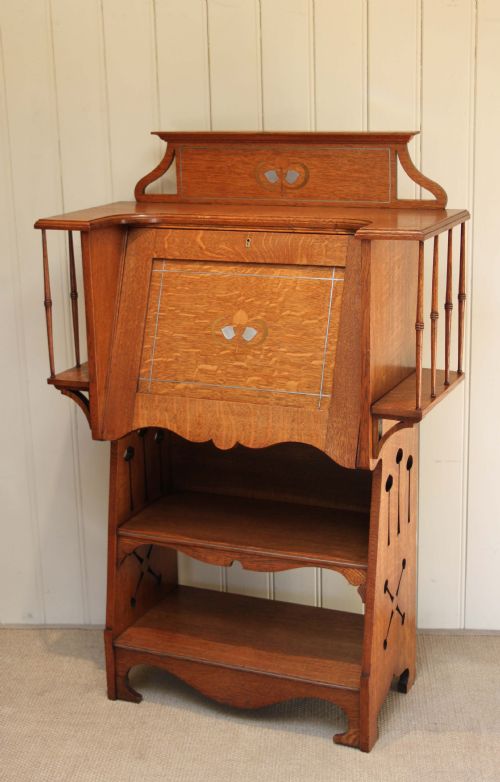 Solid Oak Arts and Crafts Fall Front Bureau