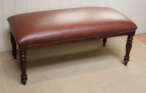 Early Victorian Long Leather Stool