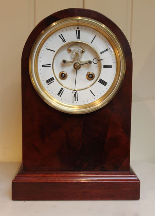 Visible Escapement Mahogany Arch Top Mantel Clock