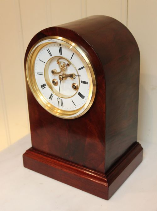 fig 1. Visible Escapement Mahogany Arch Top Mantel Clock
