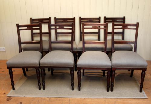 Set of Eight Edwardian Walnut Dining Chairs