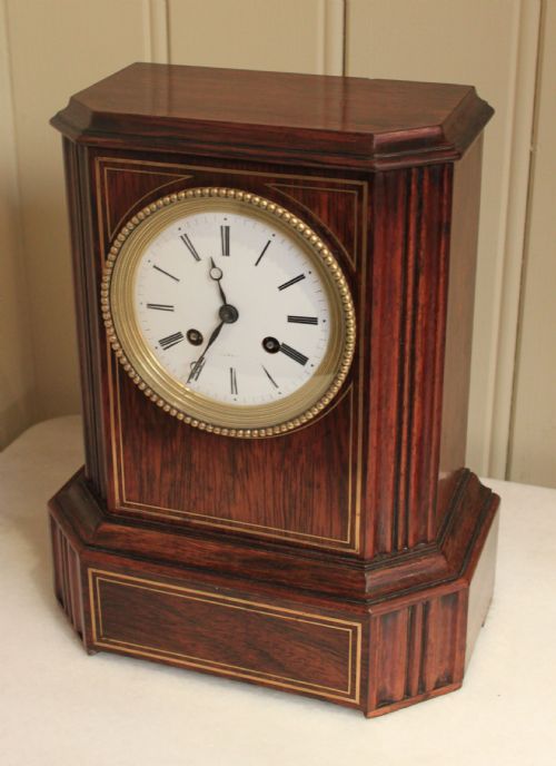 French Rosewood Bell Striking Mantel Clock