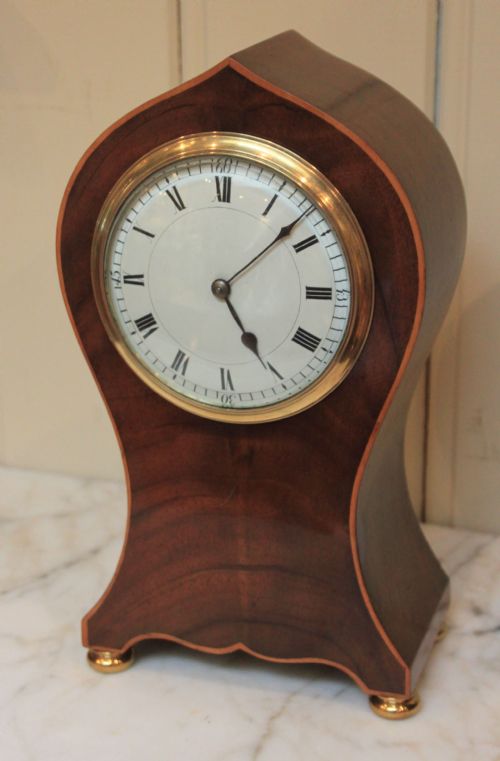 Edwardian Mahogany Waisted Timepiece Mantel Clock