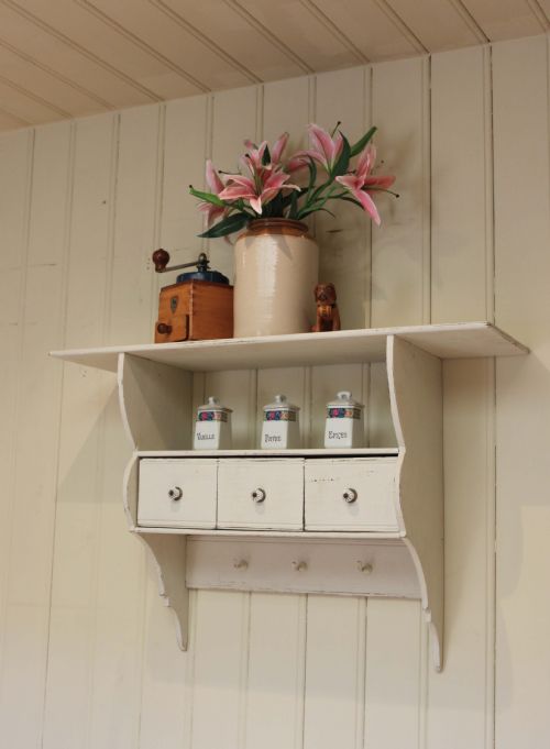 French Painted Two Tier Wall Shelves