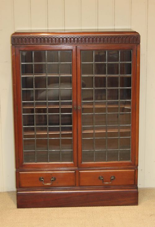Mahogany Glazed Two Door Bookcase