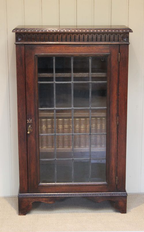 Solid Oak Single Door Glazed Bookcase