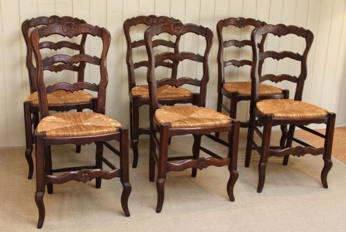 Set of Six French Oak Chairs