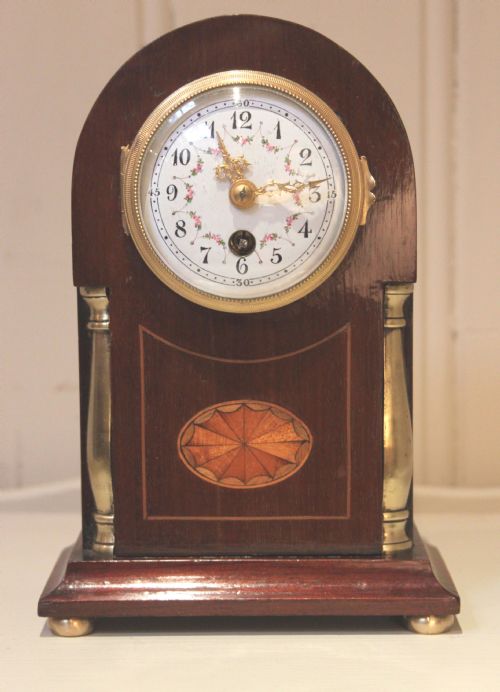 Small Edwardian Mahogany and Inlay Mantel Clock
