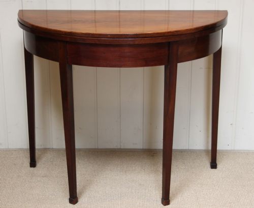 Victorian Curl Mahogany Demi-lune Card Table