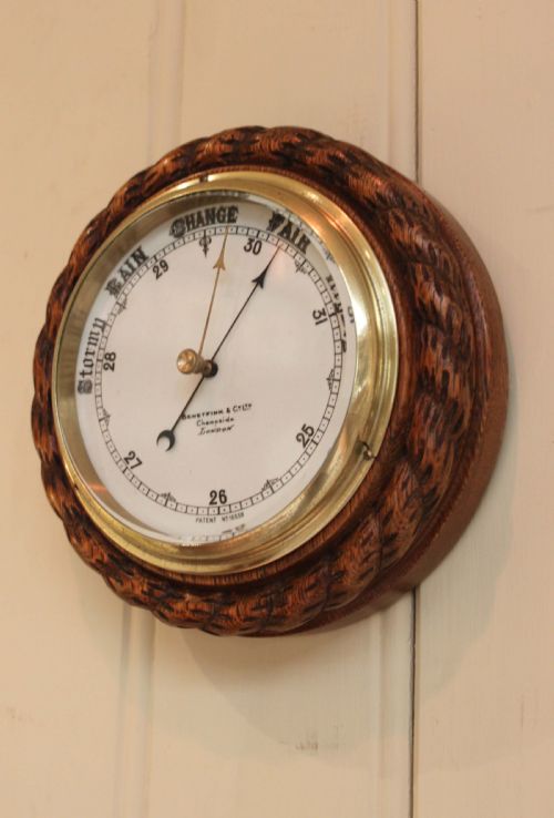 Solid Oak Circular Barometer