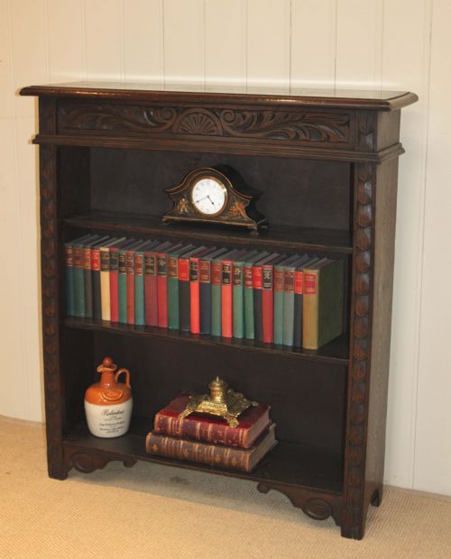 Victorian Carved Oak Open Bookcase