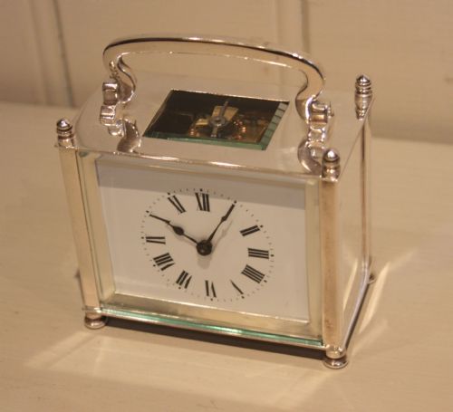 fig 1. Silver Plated Timepiece Carriage Clock
