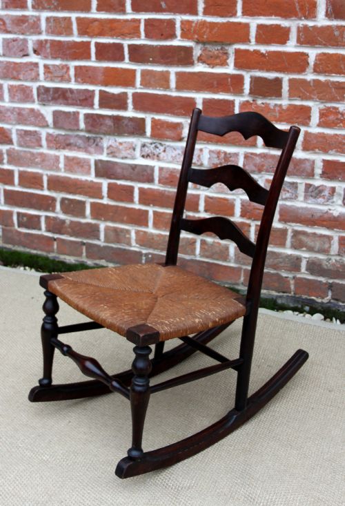 #Mahogany Low Rush Seated Rocking Chair