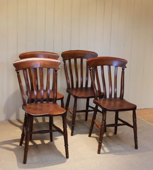 Set of Four Lath Back Windsor Chairs
