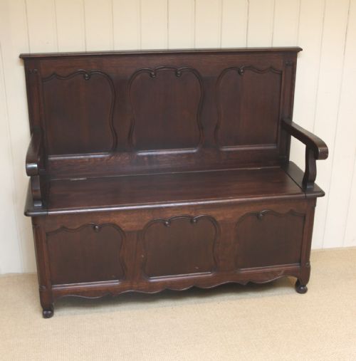 Solid Oak Hall Box Settle
