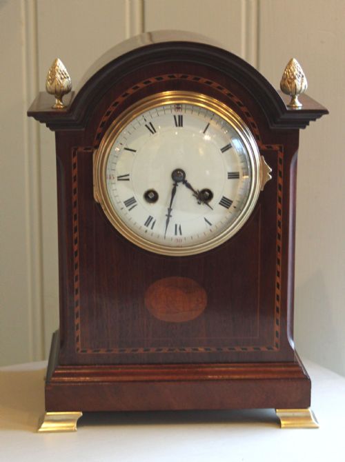 Edwardian Mahogany and Inlay Mantel Clock