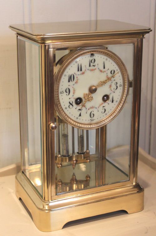 Bell Striking Four Glass Mantel Clock