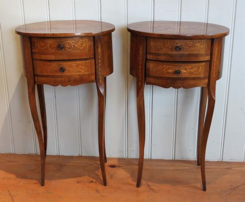 Pair of Walnut Inlaid Bedside Cabinets