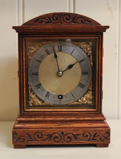 Edwardian Oak Timepiece Mantel Clock