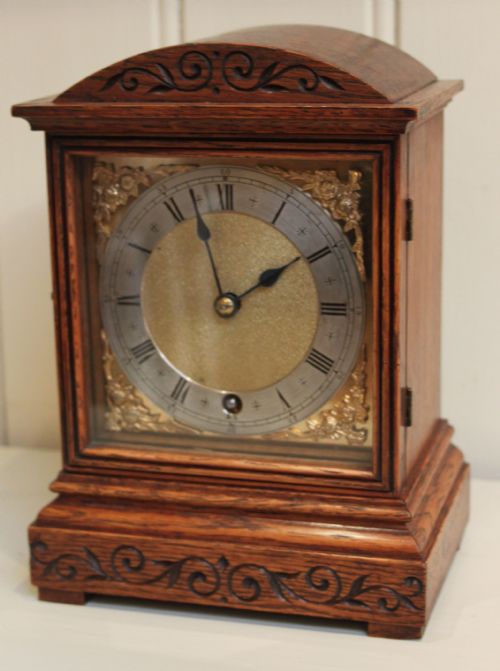 fig 1. Edwardian Oak Timepiece Mantel Clock