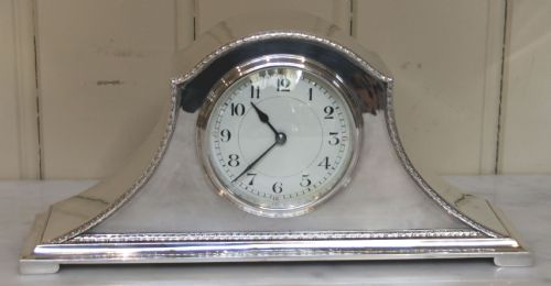 Silver Plated Napoleon Hat Mantel Clock