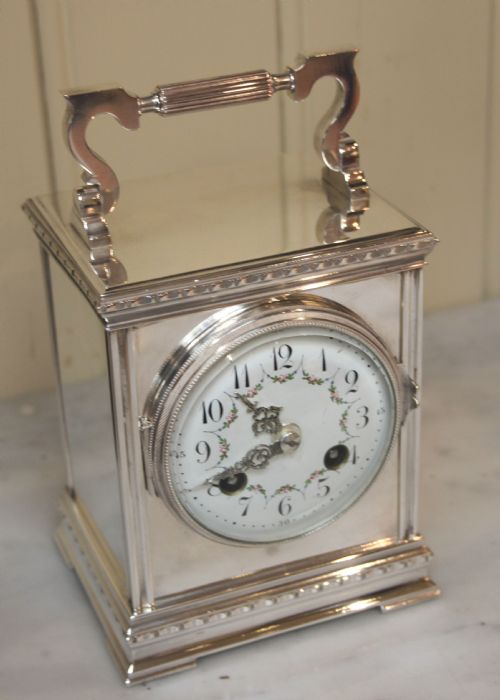fig 1. Striking Silver Plated Carriage Clock