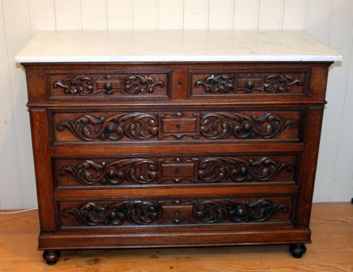 Solid Oak Marble Top Chest