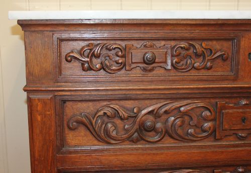fig 1. Solid Oak Marble Top Chest