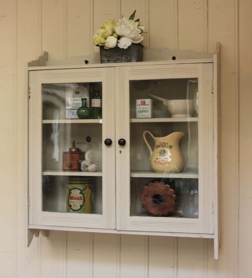 Painted Two Door Glazed Wall Cabinet