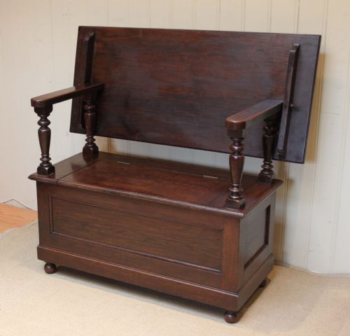 1920s Solid Oak Monks Bench