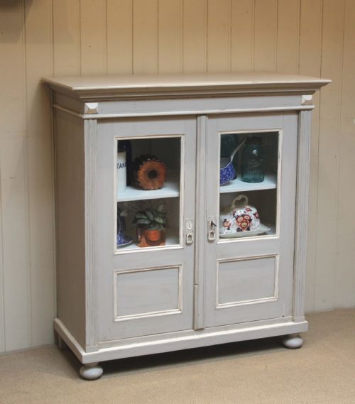 Late 19th Century Continental Painted Glazed Bookcase/ Cabinet