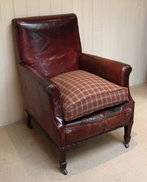 Edwardian Leather Library Chair