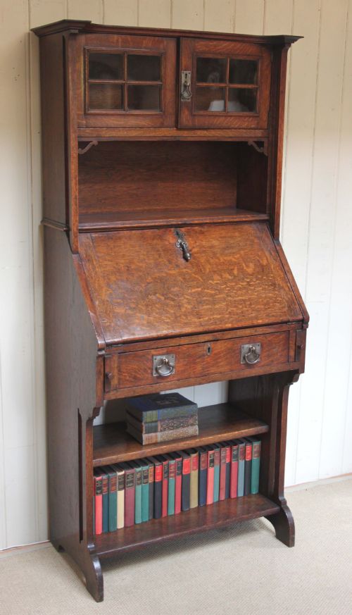 Solid Oak Arts and Crafts Bureau Bookcase
