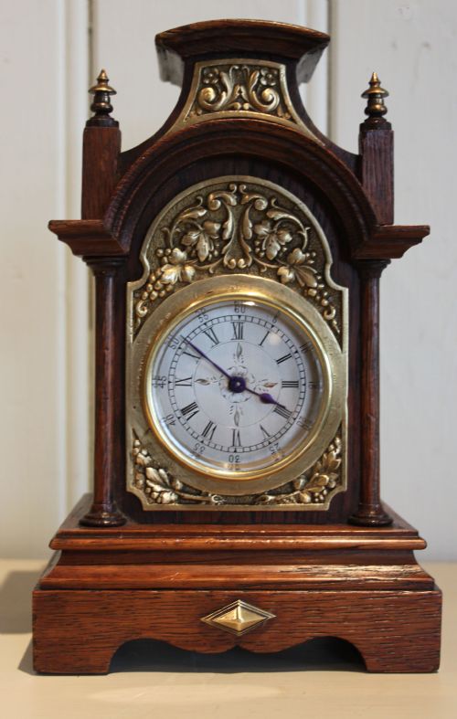 Small Solid Oak Mantel Clock