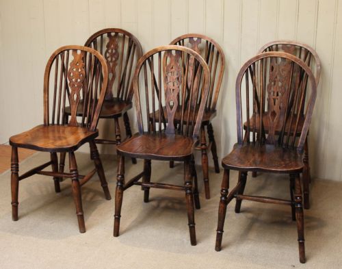 Set of Six Wheelback Windsor Chairs