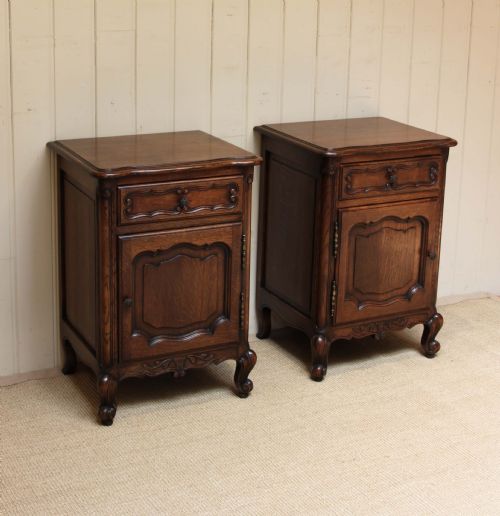 Pair of French Oak Bedside Cabinets