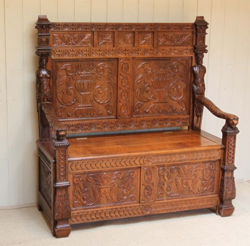 Breton Carved Oak Settle