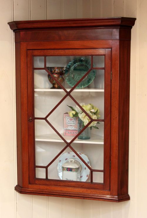Mid 19th Century Mahogany Corner Wall Cabinet