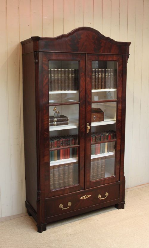 French Figure Mahogany Two Door Display Bookcase
