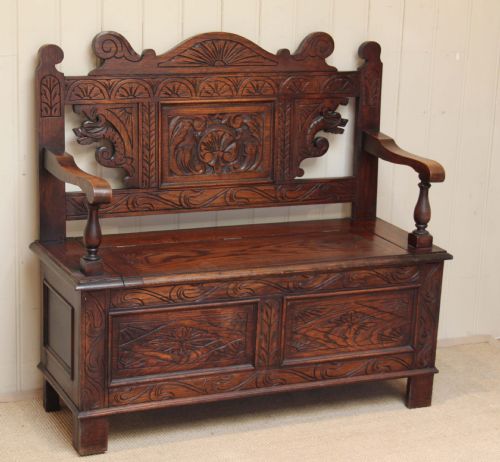 Carved Oak Settle